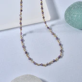 14 Ayar Altın Kaplama Amethyst  Doğal Taşlı  El Yapımı Gümüş Kolye - CNS00633 thumbnail 1