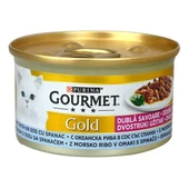 Purina Gourmet Gold Parça Etli Okyanus Balığı ve Ispanaklı Kedi Konservesi 85Gr - 1