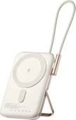 Juo Magsafe Powerbank 10000mAh Standlı 20W Dahili Type-C Kablolu Taşınabilir Hızlı Şarj Cihazı Beyaz - 2