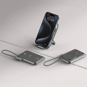 Juo Magsafe Powerbank 10000mAh Standlı 20W Dahili Type-C Kablolu Taşınabilir Hızlı Şarj Cihazı Siyah thumbnail 4