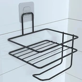BUFFER® Kendiliğinden Yapışkanlı Tuvalet Kağıdı Tutacağı ve Yedek Raf - Siyah Modern Metal Tasarım - 2