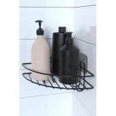 BUFFER® Yapışkanlı Banyo Köşeliği Kancalı Köşe Rafı Duş Şampuanlık Duvar Düzenleyici Organizer Raf - 6