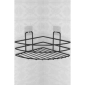 BUFFER® Kendiliğinden Yapışkanlı Montaj Gerektirmeyen Tek Katlı Banyo Askı Köşe Şampuanlık Siyah - 8