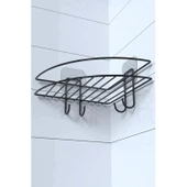 BUFFER® Yapışkanlı Banyo Köşeliği Kancalı Köşe Rafı Duş Şampuanlık Duvar Düzenleyici Organizer Raf - 7