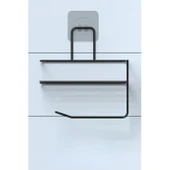 BUFFER® Kendiliğinden Yapışkanlı Tuvalet Kağıdı Tutacağı ve Yedek Raf - Siyah Modern Metal Tasarım - 8