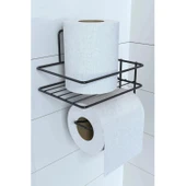 BUFFER® Kendiliğinden Yapışkanlı Tuvalet Kağıdı Tutacağı ve Yedek Raf - Siyah Modern Metal Tasarım - 6