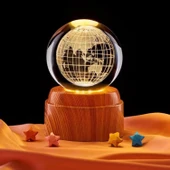 Dünya Tasarımlı Usbli Dönen Cam Küre - 1