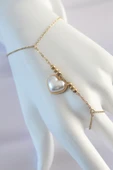 316L Çelik Gold Renk Beyaz Bubble Kalp Tasarımlı Şahmeran - TJ-SN576 - 1