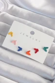 Pirinç Rengarenk Mineli Minimal Kelebek Küpe Seti - TJ-BKP9318 - 1