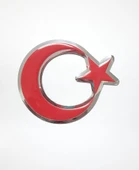 12 Cm Yuvarlak Plastik Yapışkanlı Ay Yıldız Arma - 3