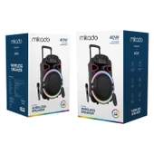 Mikado MD-80KP 40W 7.4W 3600mAh Bataryalı Siyah 1 UHF UV Mikrofonlu USB/BT/TF/TWS/AUX 9V 2A Adaptörlü Toplantı-Parti - 5