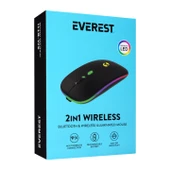 EVEREST SM-BT11 USB SİYAH 2IN1 BLUETOOTH 2.4GHZ ŞARJ EDİLEBİLİR KABLOSUZ MOUSE - 4