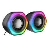Mikado MD-176 2.0 3W*2 Siyah RGB Aydınlatmalı USB + 3.5mm USB 5V Speaker Hoparlör - 3