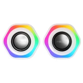 Mikado MD-176 2.0 3W*2 Beyaz RGB Aydınlatmalı USB + 3.5mm USB 5V Speaker Hoparlör - 2
