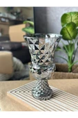 Diamond Desenli Kristal Cam Vazo - 28x15 cm Hediyelik lüx vazo| Modern & Lüks Dekoratif Büyük Boy Vazo - 1