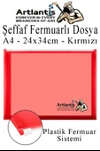 A4 Şeffaf Fermuarlı Dosya Kırmızı 1 Adet Pvc Fermuarlı Evrak Dosyası 24x34cm Çıtçıtlı Belge Evrak Dosyası Ofis Büro Okul - 1