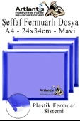 A4 Şeffaf Fermuarlı Dosya Mavi 3 Adet Pvc Fermuarlı Evrak Dosyası 24x34cm Çıtçıtlı Belge Evrak Dosyası Ofis Büro Okul - 1