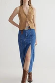 Çift yırtmaçlı jean etek s140 - 2