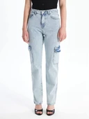 Kargo cep kar yıkama jeans pantolon - 1