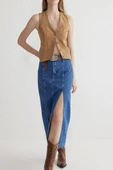 Çift yırtmaçlı jean etek s140 - 2