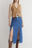 Çift yırtmaçlı jean etek s140 - 1