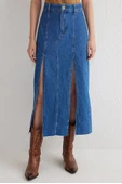 Çift yırtmaçlı jean etek s140 - 4