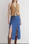 Çift yırtmaçlı jean etek s140 - 1