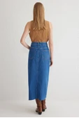 Çift yırtmaçlı jean etek s140 - 3