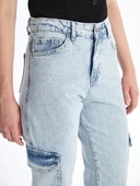 Kargo cep kar yıkama jeans pantolon - 4