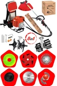 8 Başlıklı Çelik Piston Sırt Tipi Benzinli Motorlu Ot Çalı Tırpanı Çim Biçme Makinesi Tırpan Çapalı - 1