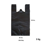 Siyah Dökme Market Poşeti Torbası - Hışır Atlet Poşet - Mini Boy - 20 x 35 Cm. - 3 Kg. - 2