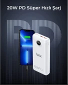Bix PB201 Üç Portlu 20000mAh 22.5W Süper Hızlı Şarj 4.0 PD Giriş/Çıkışlı Led Göstergeli PowerBank Beyaz - 8