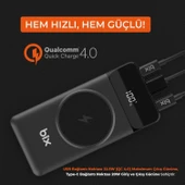Bix PB102 Mıknatıs Özellikli 10000 mAh USB PD QC 4.0 Kablosuz Şarj Powerbank thumbnail 4