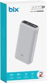Bix BXPB204 20000mAh USB-A 22.5W ve Type-C PD 20W Çift Çıkışlı LED Ekranlı Powerbank Beyaz thumbnail 7