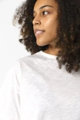 25 Aslan Beyaz Kırçıllı Kadın Crop Tshirt - 2