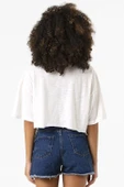 25 Aslan Beyaz Kırçıllı Kadın Crop Tshirt - 4