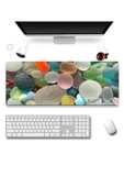 SonicTouch Renkli Çakmak Taşları Gamer Oyuncu Dikişsiz Sıvı Geçirmez Klavye Mouse Pad 32x70Cm - 1