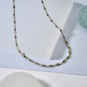 14 Ayar Altın Kaplama Zümrüt  Doğal Taşlı  El Yapımı Gümüş Kolye - CNS00634 thumbnail 2