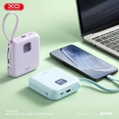 XO PR235 Hızlı Şarj Powerbank 10000 mAh, 22.5W PD, Dahili Type-C ve Lightning Kablolu, 4 Port Hızlı Şarj, Dijital Ekranlı (Beyaz) thumbnail 3