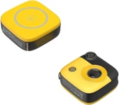 XO Retro Kamera Görünümlü Manyetik Kablosuz Powerbank, 10000mAh, MagSafe İle Uyumlu, LED Ekranlı, PR223, Taşınabilir, 20W Type-C giriş, Avuç İçi Boyutunda (Siyah-Sarı) - 1