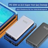 Bix BXPB107 10000mAh 20W PD Type-C ve USB-A SCP 22.5W QC 3.0 18W Çift Çıkışlı LED Ekranlı Powerbank Siyah thumbnail 2
