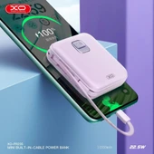 XO PR235 Hızlı Şarj Powerbank 10000 mAh, 22.5W PD, Dahili Type-C ve Lightning Kablolu, 4 Port Hızlı Şarj, Dijital Ekranlı (Beyaz) thumbnail 2