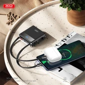XO PR224 Taşınabilir Hızlı Şarj Powerbank, 10000mAh, Type-C ve Lightning Kablolu, 20W PD Hızlı Şarj, LED Ekran, Çift Port, Akım Korumalı (Siyah) thumbnail 2