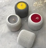 3' LÜ DEKORATİF FİLE DESENLİ SAKSI VE MUMLUK - 2