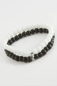 Siyah Beyaz Doğaltaş Bileklik 6 mm thumbnail 1