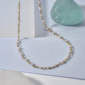 14 Ayar Altın Kaplama Rose Kuvars Ham Değerli Taş Gümüş Choker- CNS00637 - 2