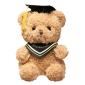 Peluş Ayı Mezuniyet Hediyesi - Sarı (Üçgen Şal) - 23cm - 6