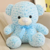 Sevimli Ayıcık Peluş Yastık - Mavi - 60cm - 1
