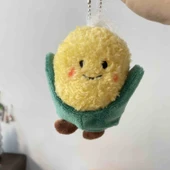 Sebze ve Meyve Peluş Kolye Bebek Çantası Süsleri - Batı Mavi Çiçek - 10