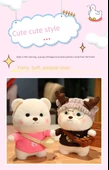 30cm Giydirilmiş Ayı Peluş Oyuncak - Pembe Kalp Kiraz Elbisesi - Hediye Kutulu - 10